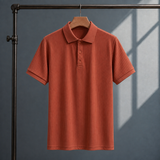 Cedric Ribbed Polo - Red Orange