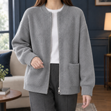 Cleo-Rae Ribbed Zip Jacket - Gray