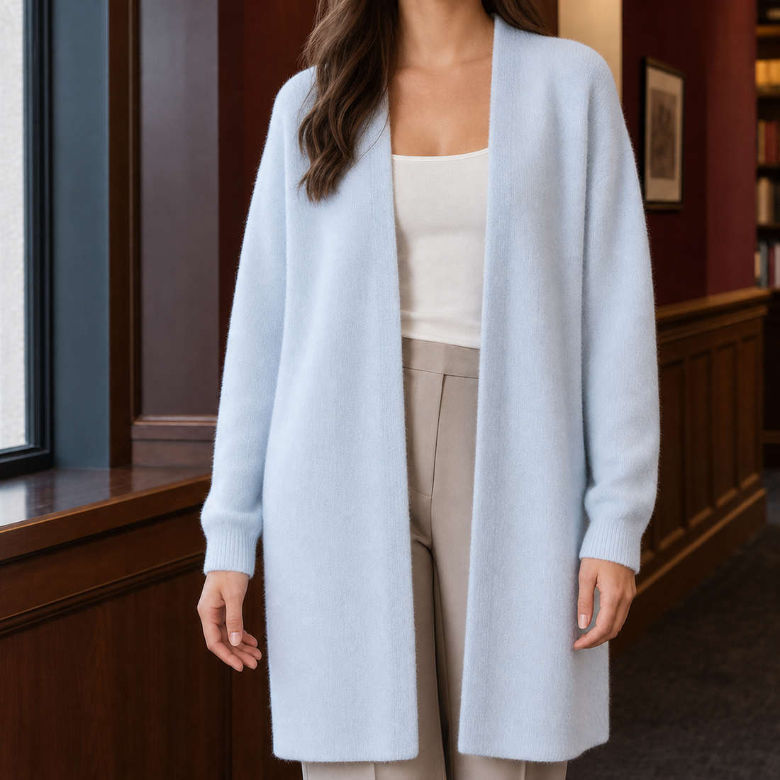 Sabina-Hope Longline Cardigan - Light Blue
