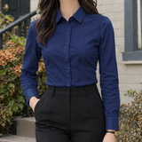 Ardith Tailored Shirt - Navy Blue (long sleeve)