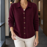 Eliana Collared Cardigan - Wine Red