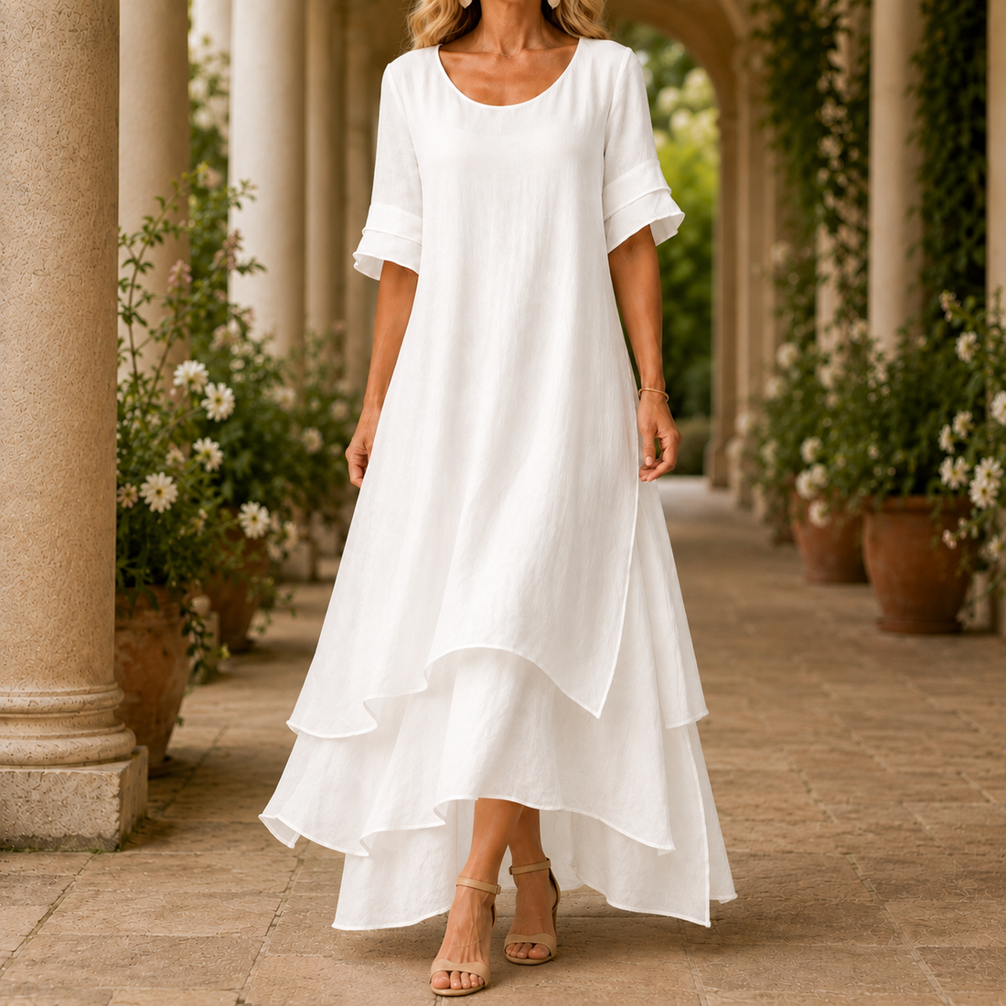 Darcy Layered Maxi Dress - White