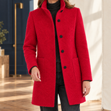 Lana-Belle Stand Collar Coat - Bright Red