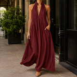 Maia Halter Maxi Dress - Rich Burgundy