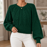 Mackenzie Cable Knit Sweater - Dark Green
