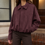 Annalise Suede Bomber Jacket - Wine Red