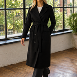 Liliana Belted Overcoat - Black