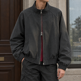Everard Stand Collar Jacket - Blackish Red