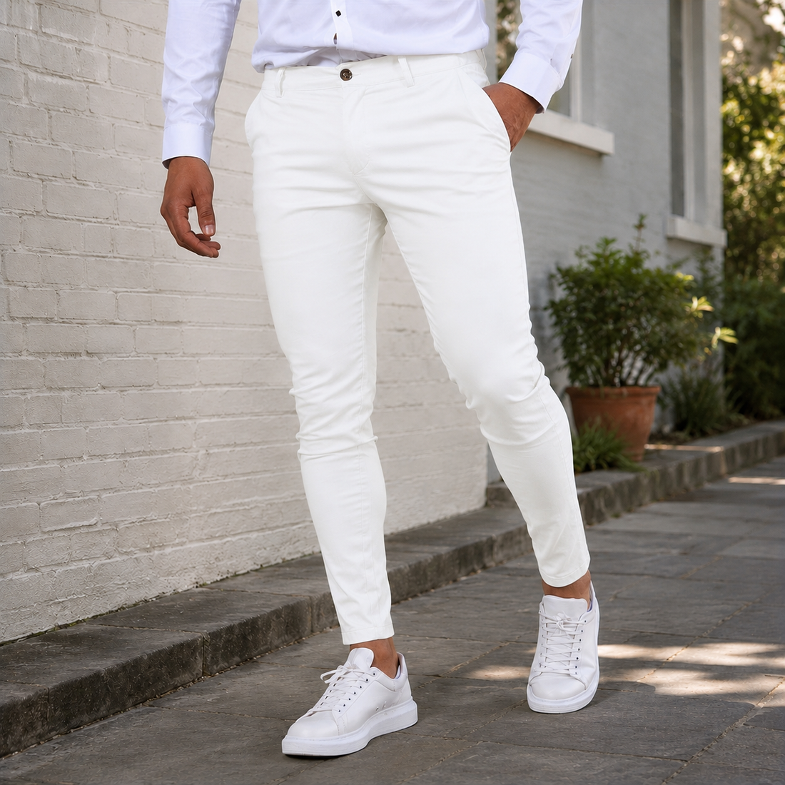 Carter Slim Pants - White