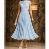 Calla Cowl Midi Dress - Sky Blue