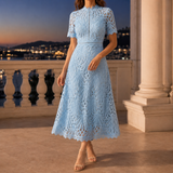 Priscilla High Neck Dress - Light Blue
