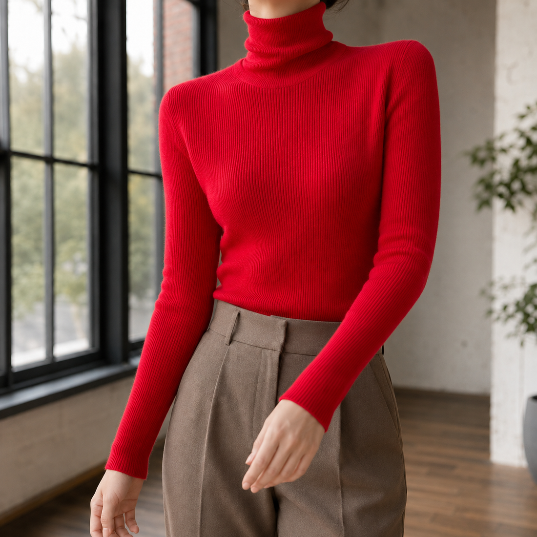 Genevieve-Rose Cashmere Sweater - Red