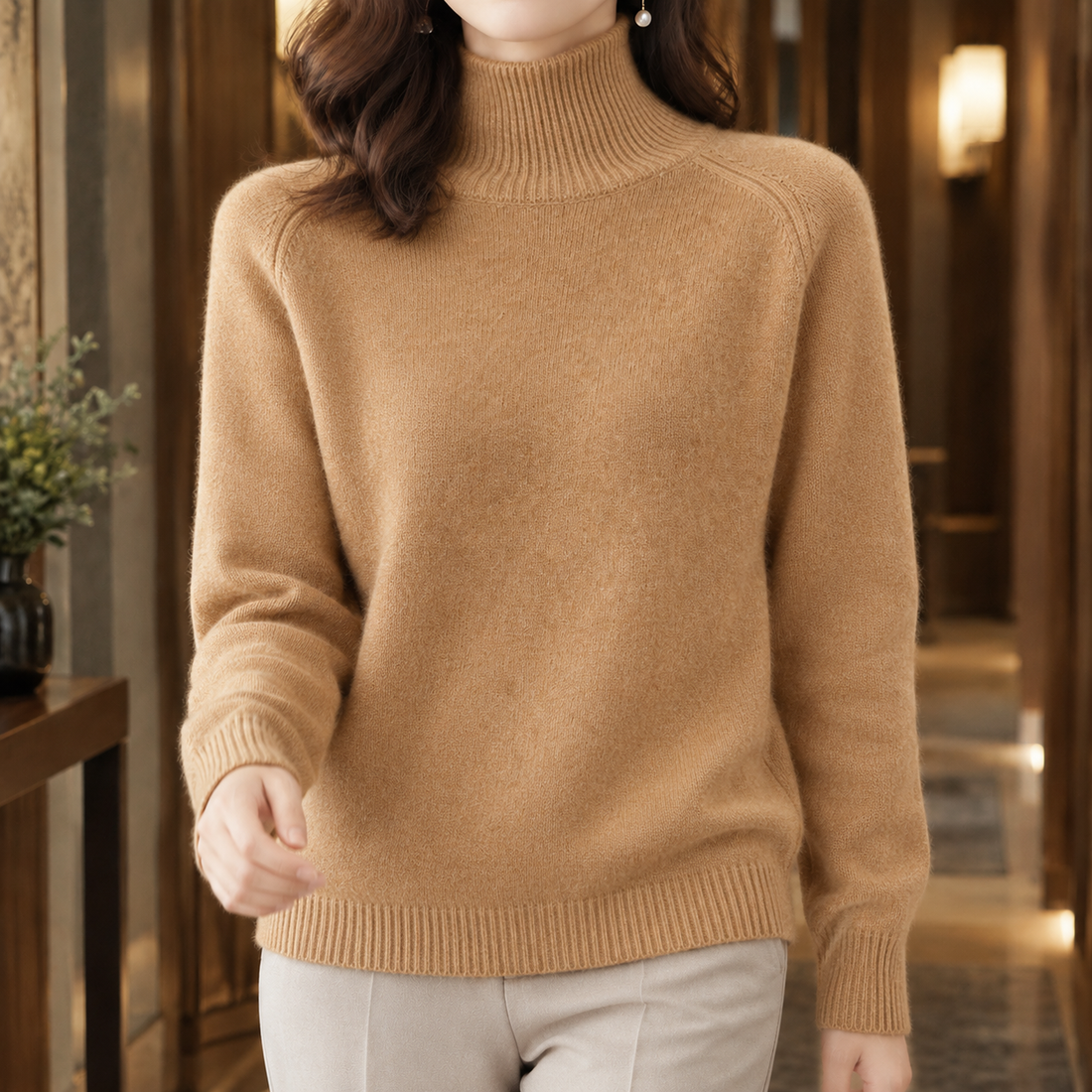Hildegarde Turtleneck Sweater - Gold Camel