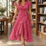 Diana Ruffle Wrap Dress - Red