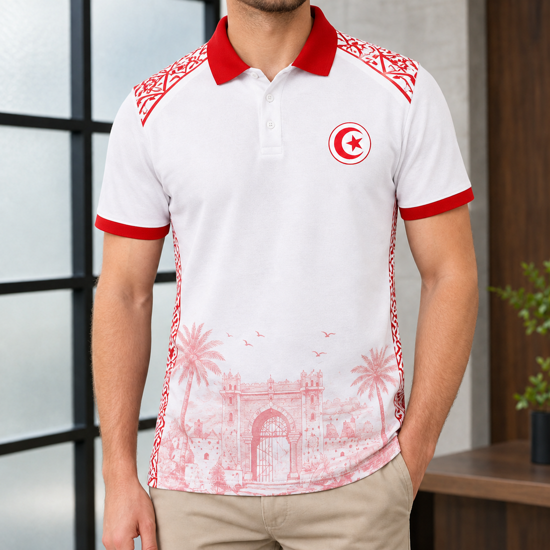 Alphonse Tunisian Polo - White Red
