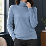 Chloe Wool Turtleneck Sweater - Mist Blue
