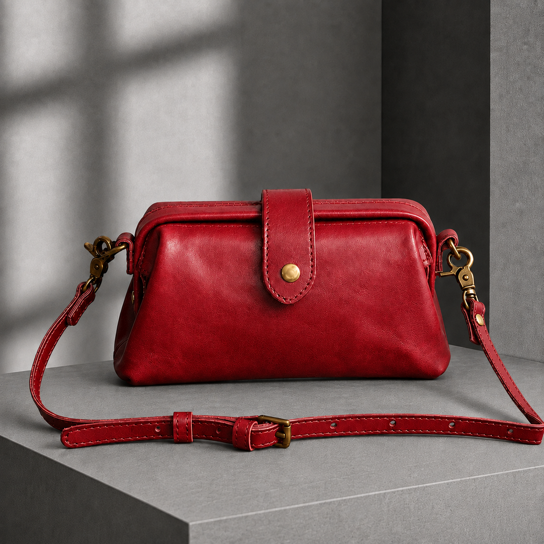 Melis Vintage Crossbody Bag - Red