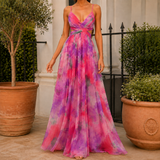 Penelope Watercolor Maxi Dress - Pink