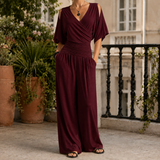 Verity-Grace Wrap Jumpsuit - Burgundy