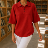Clara Waffle Polo - Red