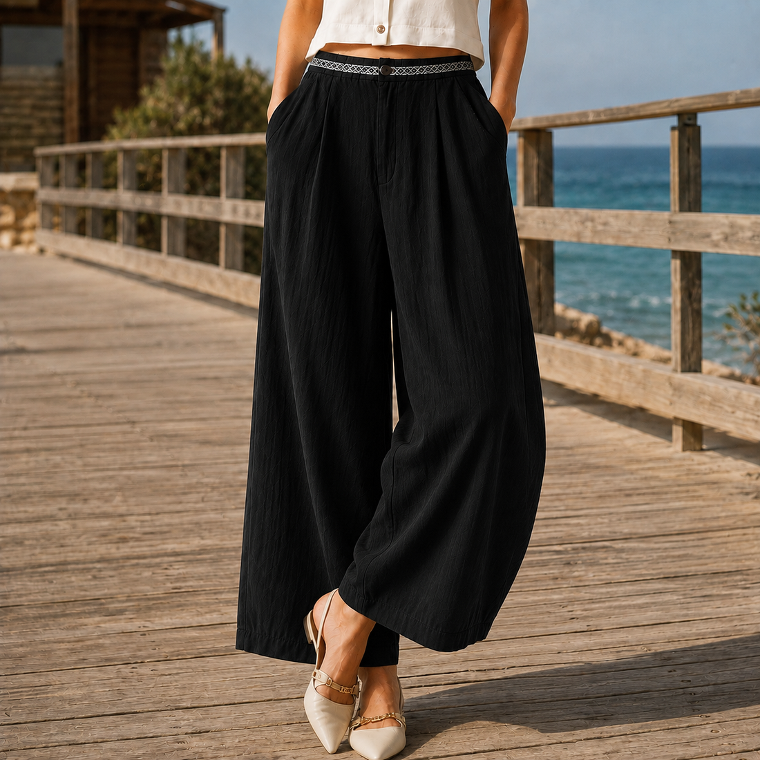 Ingrid Wide Leg Pants - Black