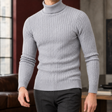 Toby Cable Turtleneck - Light Gray