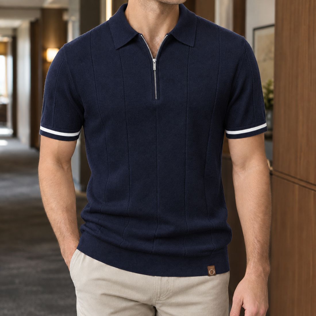Egon Zip Polo - Navy Blue