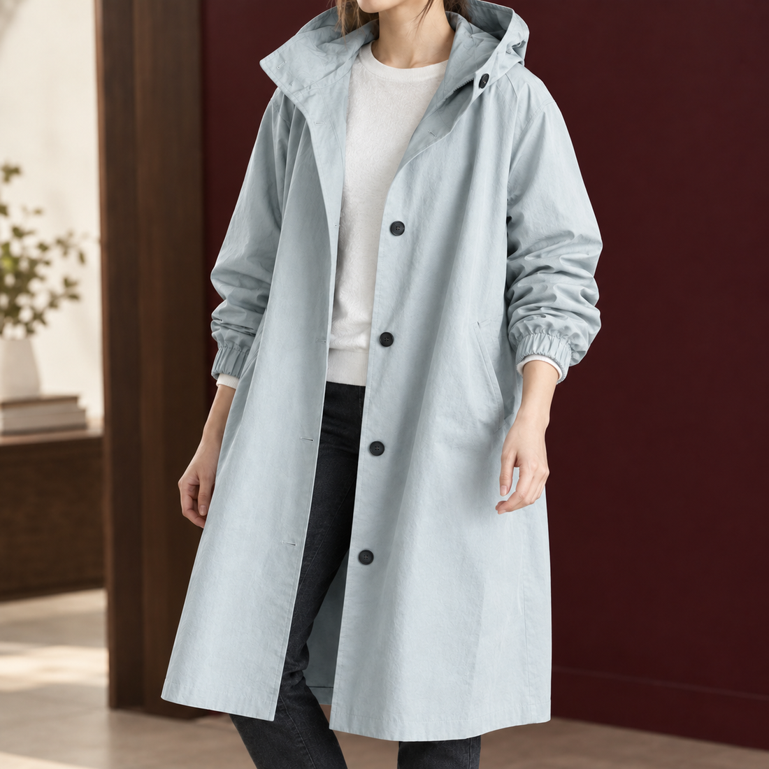 Clarisse Hooded Coat - Light Blue