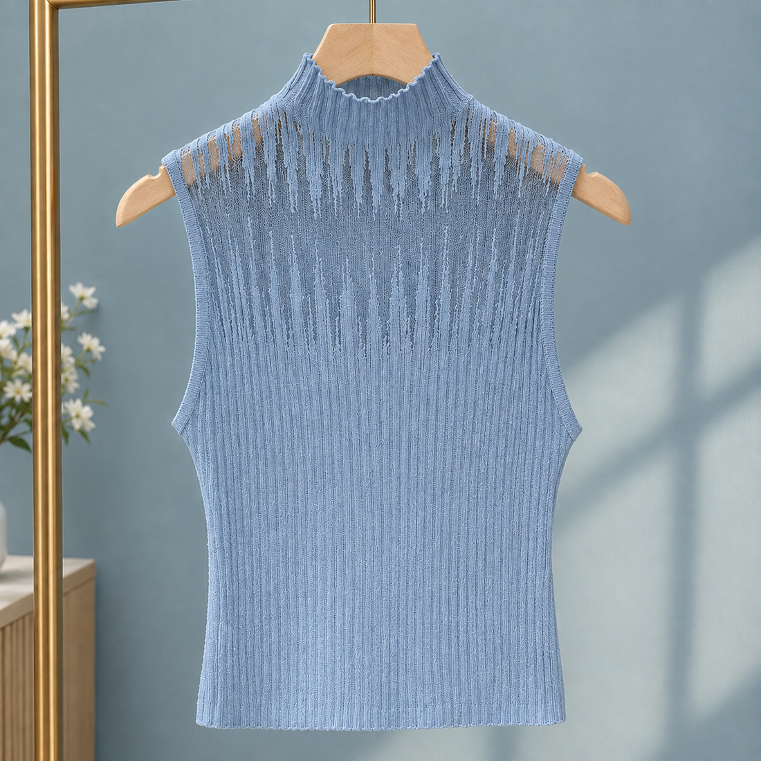 Stacey Mock Neck Top - Blue