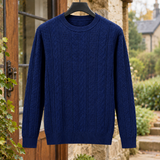 Warrick-Scott Cable Knit Sweater - Navy Blue