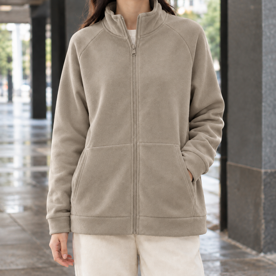 Nerissa-Eve Fleece Jacket - Light Brown