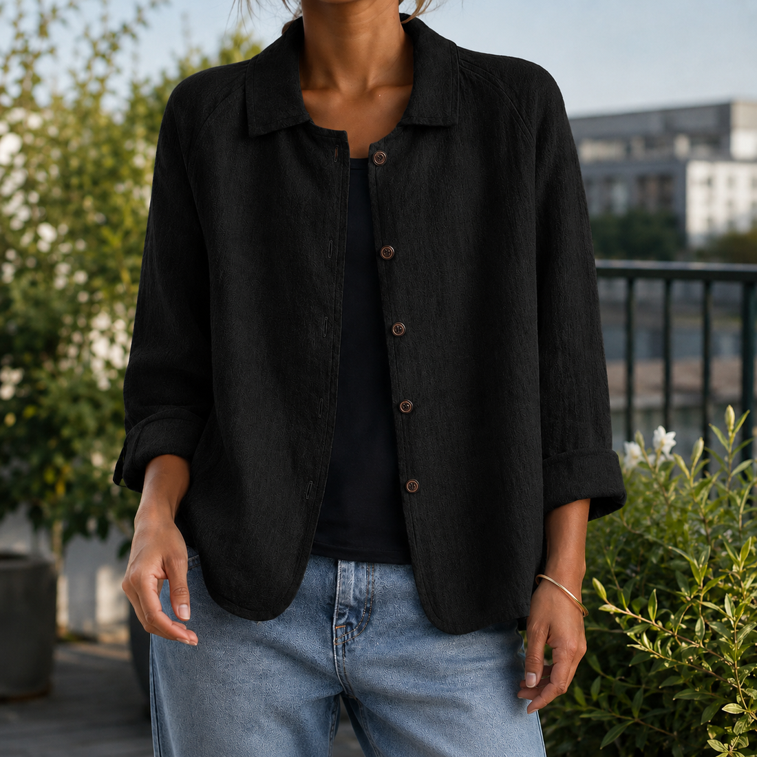 Sofia Linen Jacket - Black