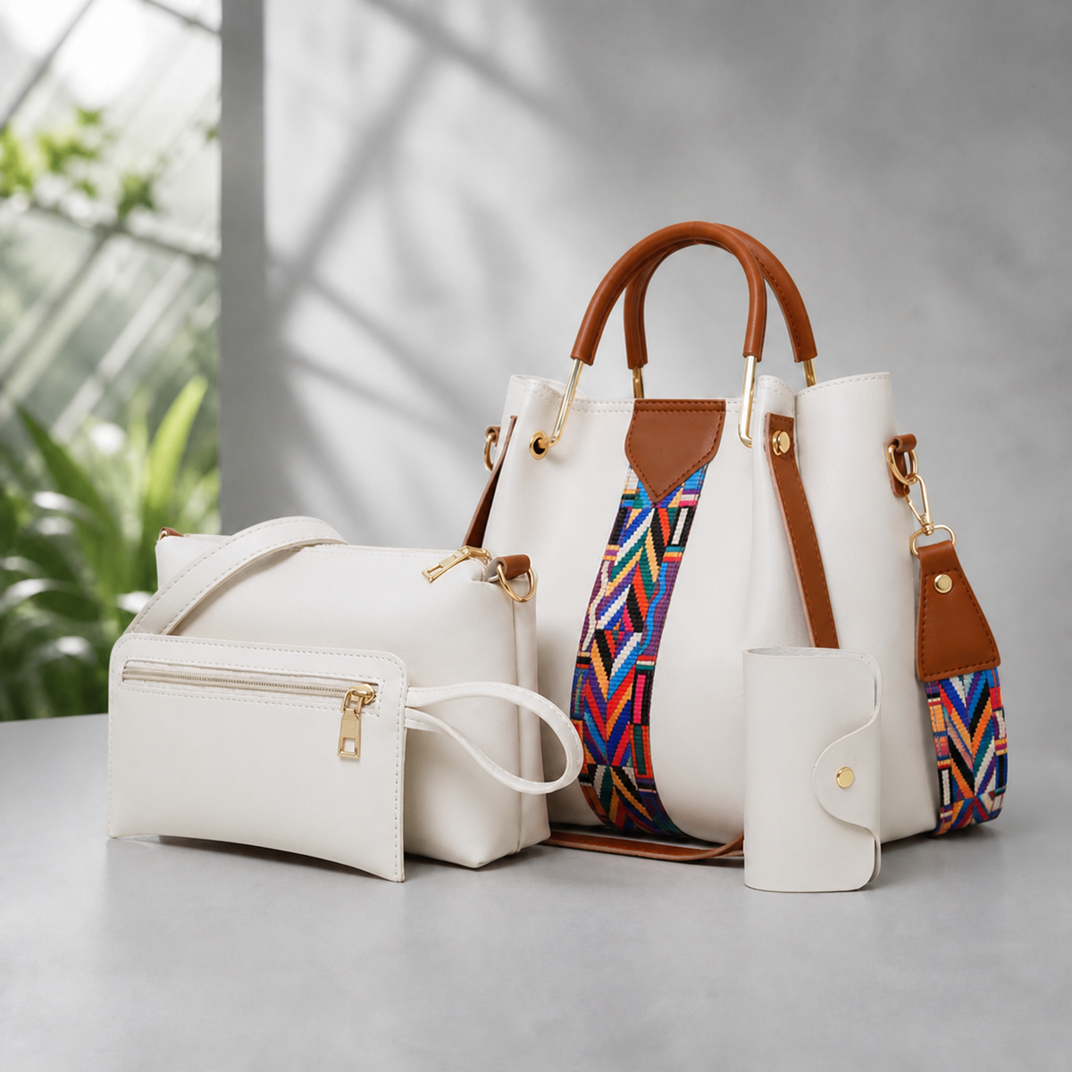 Accardi Four-Piece Handbag Set - Cream