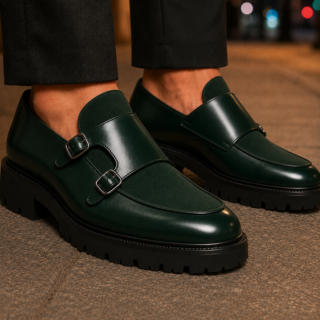 Giordano Double Monk Shoes - Green