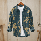 Knox Linen Shirt - Teal and Gold Blossom