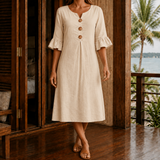 Eden Relaxed Midi Dress - Beige