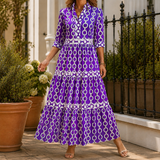 Carmen Tiered Maxi Dress - Purple
