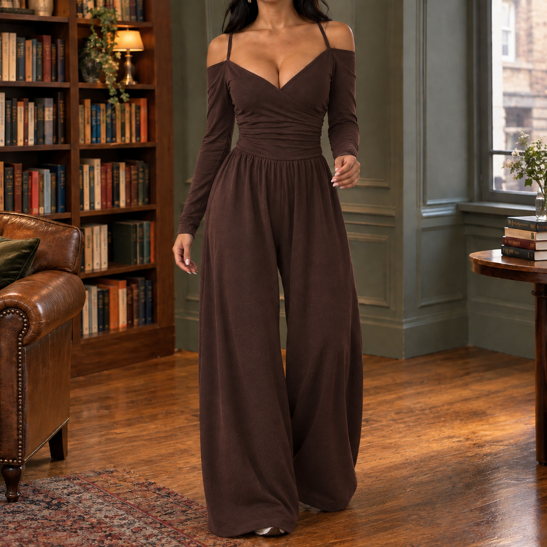 Mallory-Rae Wide-Leg Jumpsuit - Brown