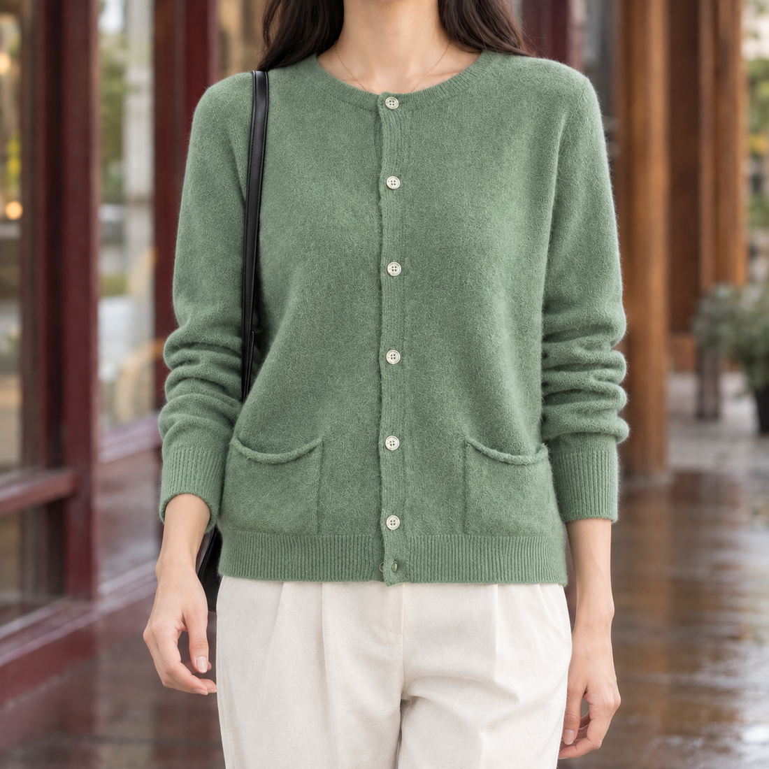 Thomasina Pocket Cardigan - Turquoise Green