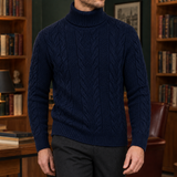 Arnaud Cable Knit Sweater - Navy Blue