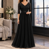 Joanna Lace Maxi Dress - Three-quarter Black