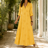 Simone Embroidered Maxi Dress - Yellow