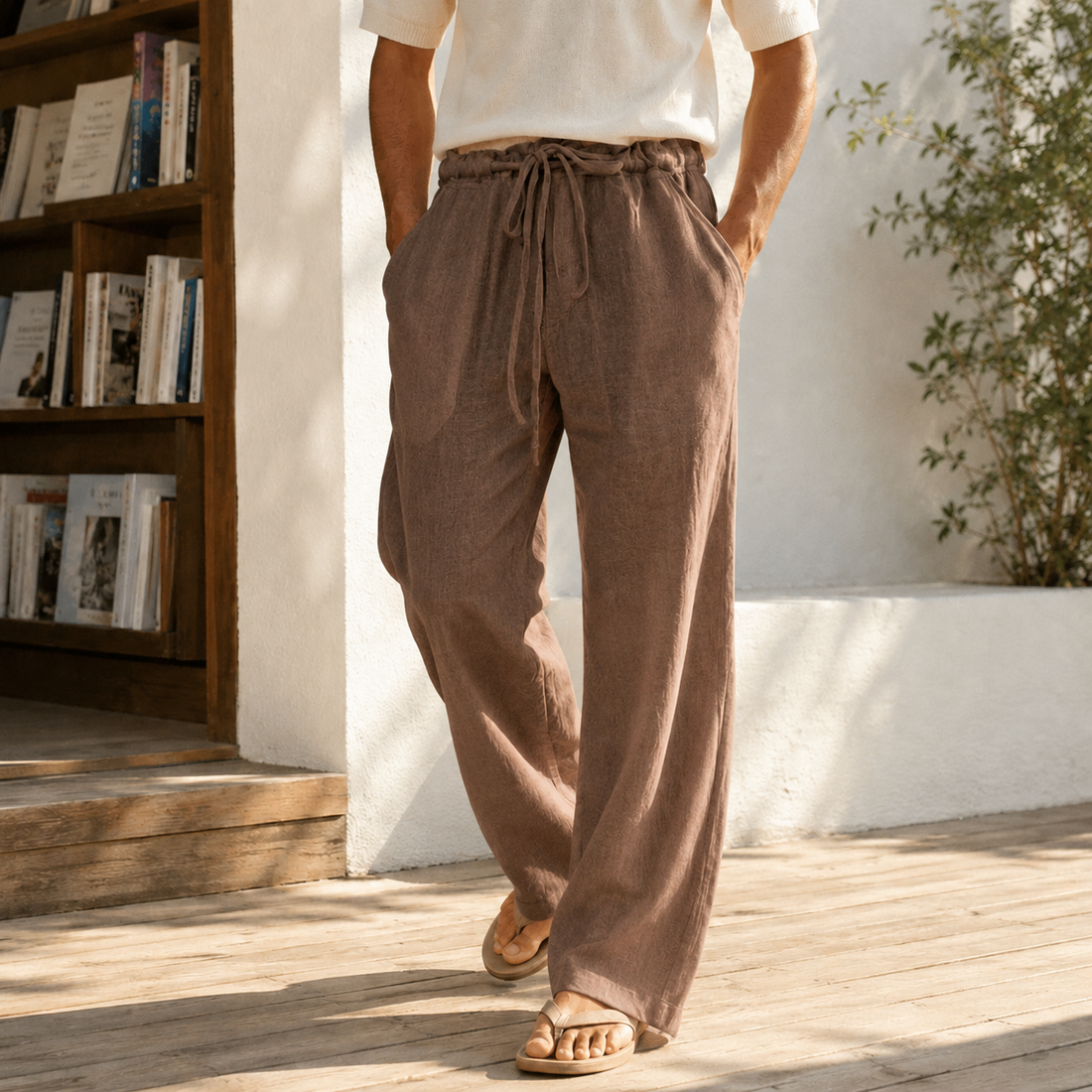 Ulric Wide-Leg Pants - Brown