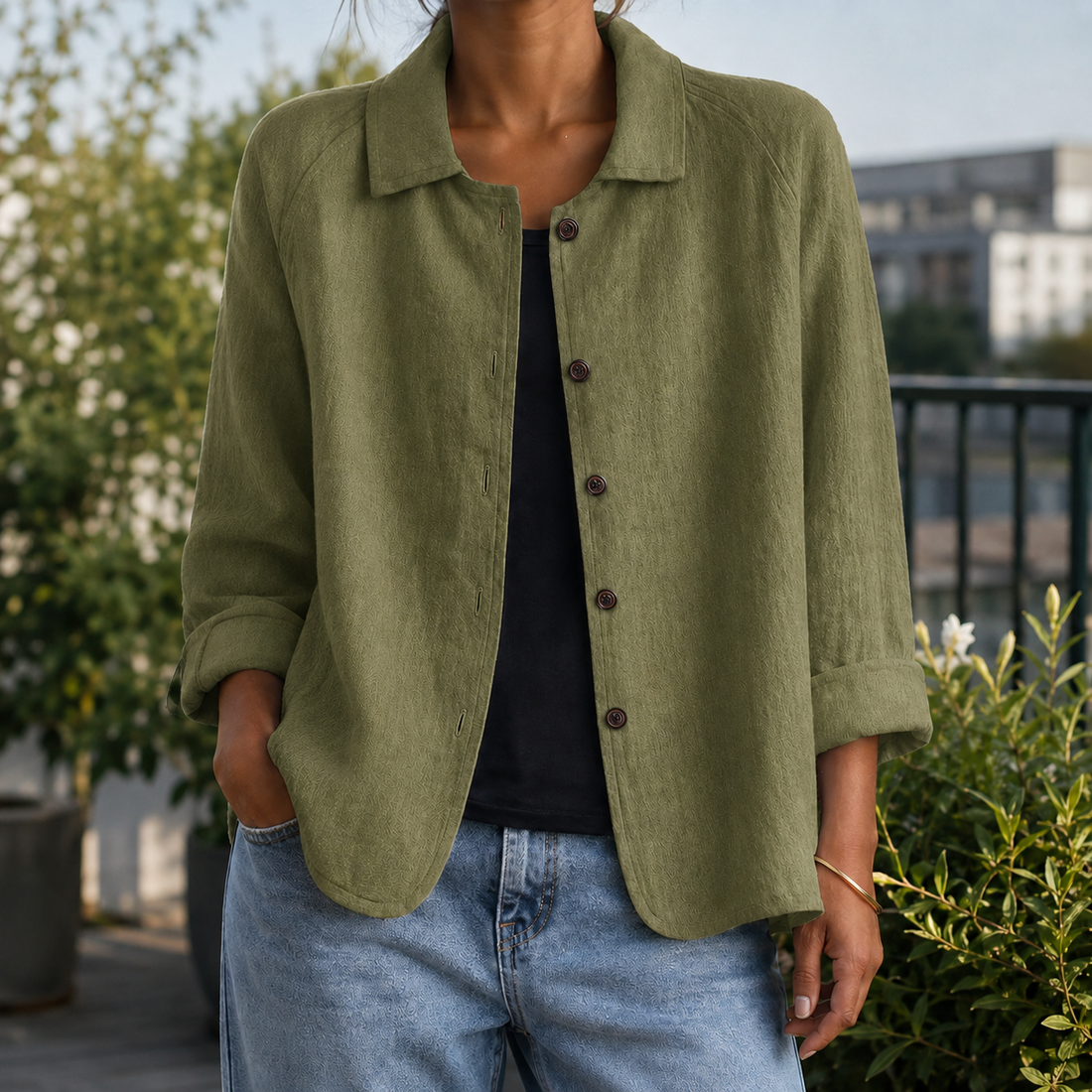 Sofia Linen Jacket - Olive