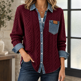 Adrienne-Lane Cable Knit Overshirt - Burgundy