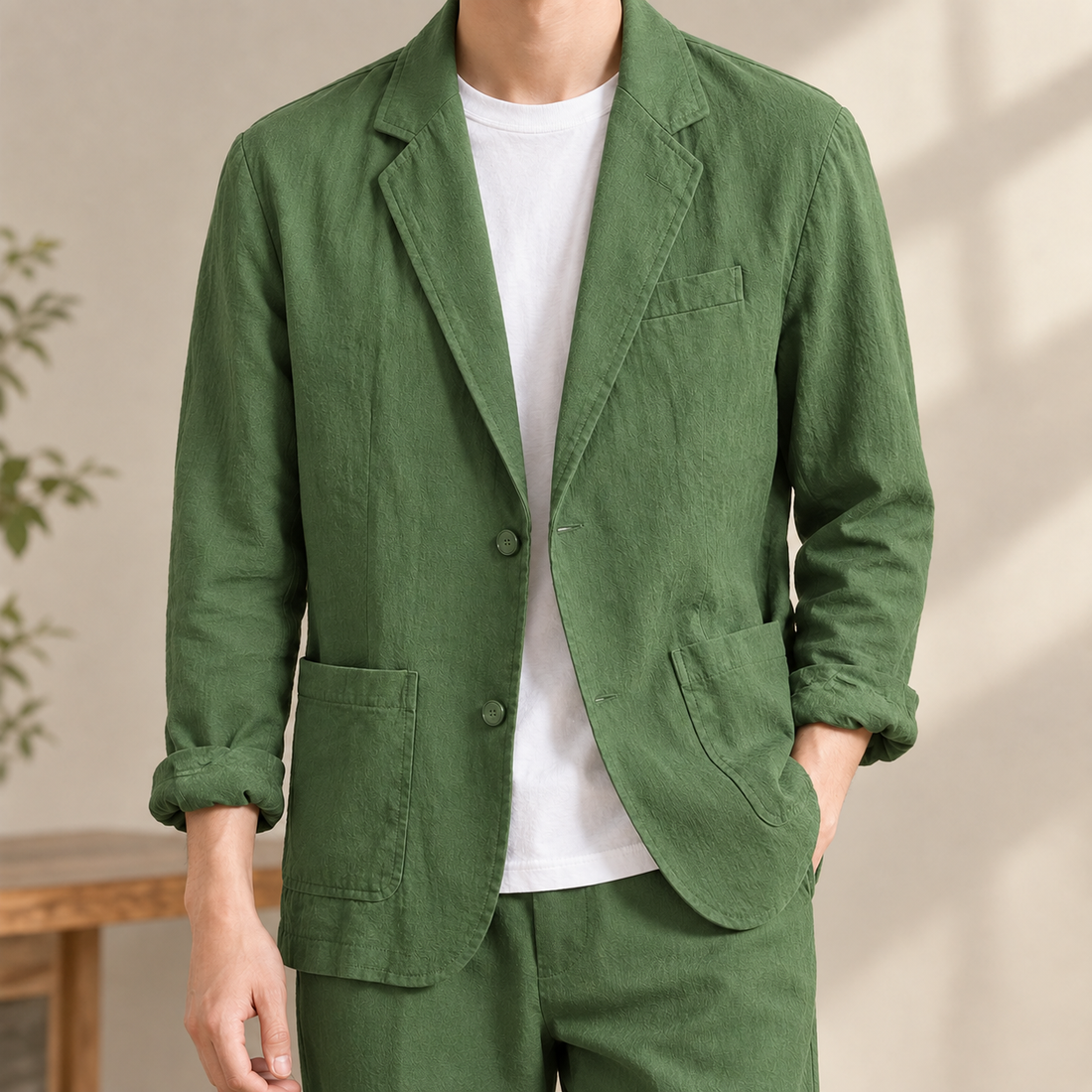 Armel Cotton Blazer - Green