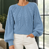 Selena Cable Sweater - Light Blue