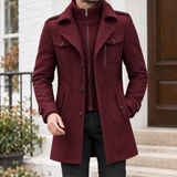 Evan Double Collar Coat - Wine Red