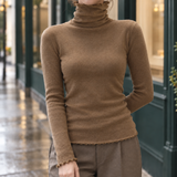Cassidy-Faye Ruffle Turtleneck Top - Brown