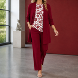 Ingrid-Belle Printed Pants Set - White & Red